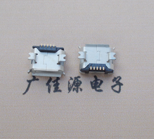 吉林Micro USB 5PIN接口,B型垫高0.9mm鱼叉脚贴片雾锡卷边