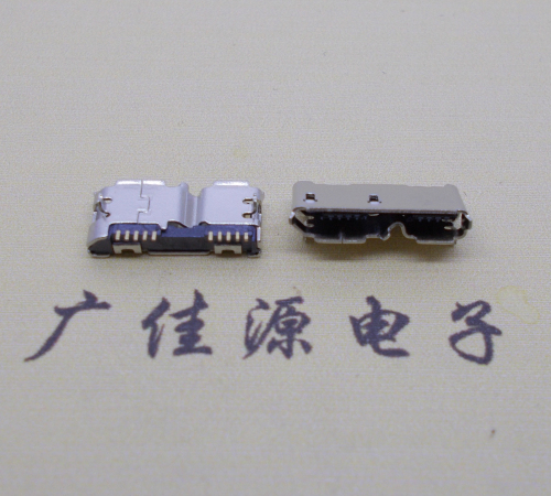 吉林micro usb 3.0母座双接口10pin卷边两个固定脚 