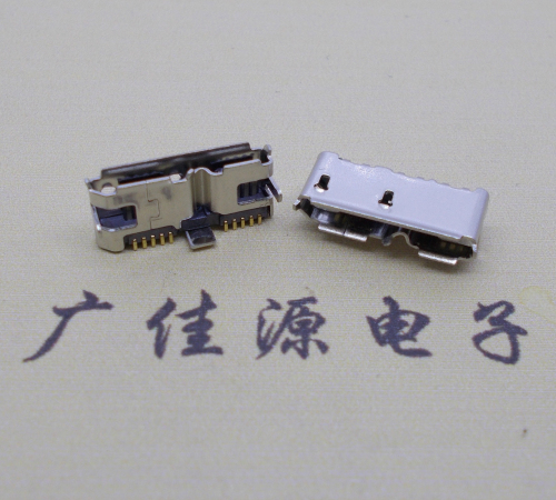 吉林 双接口micro usb3.0母座有卷边10pin三个固定脚插板