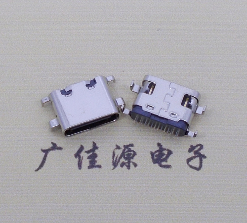 吉林type c16p沉板母座破板0.8mm/1.0mm/1.2mm/1.6mm四脚插板端子SMT总体长度L=6.5mm