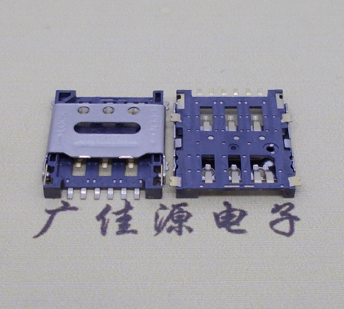 吉林掀盖手机卡座nano sim 1.5h 6pin超薄双用插卡贴片式