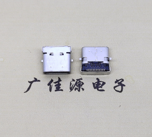 吉林type c24p板上双壳连接器接口 DIP+SMT L=10.0脚长1.6母头